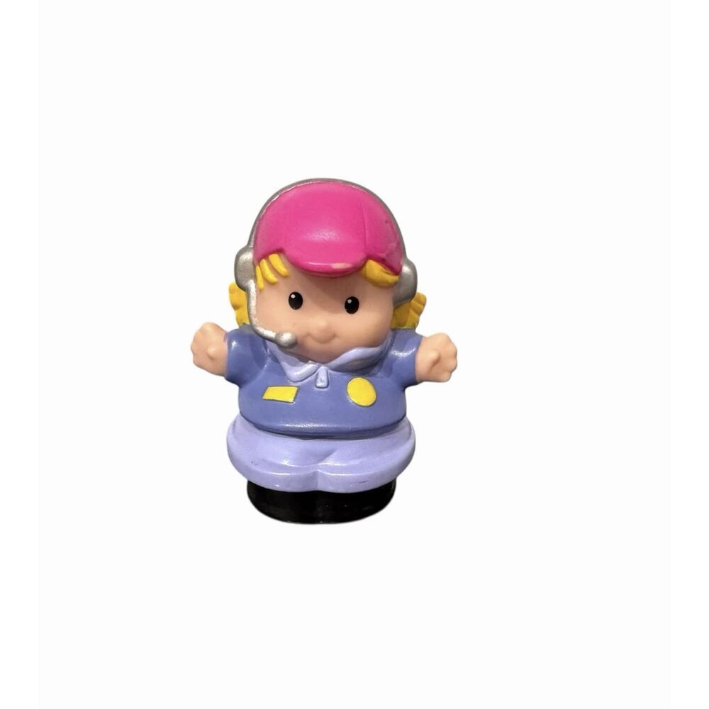 Fisher Price Little People Airplane Helicopter Pilot Paula Figure Pink Cap 2008